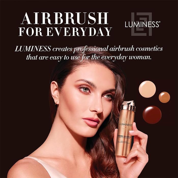 LUMINESS Airbrush Spray Foundation Makeup - Buildable Coverage, Anti-Aging Formula/w Hyaluronic Acid, Hydrating & Moisturizing, Hydrolyzed Silk, Flawless Finish, Long-Lasting Wear (030-Light Medium)