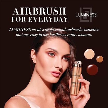 LUMINESS Airbrush Spray Foundation Makeup - Buildable Coverage, Anti-Aging Formula/w Hyaluronic Acid, Hydrating & Moisturizing, Hydrolyzed Silk, Flawless Finish, Long-Lasting Wear (030-Light Medium)