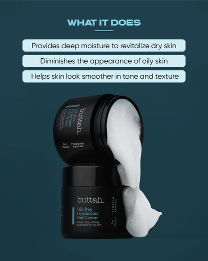 Buttah Skin Oil-Free Hyaluronic Gel Cream 2oz - Daily Moisturizer for Oily Skin - Hyaluronic Acid for Deep Hydration - AM & PM Moisturizer - Black-Founded Skincare