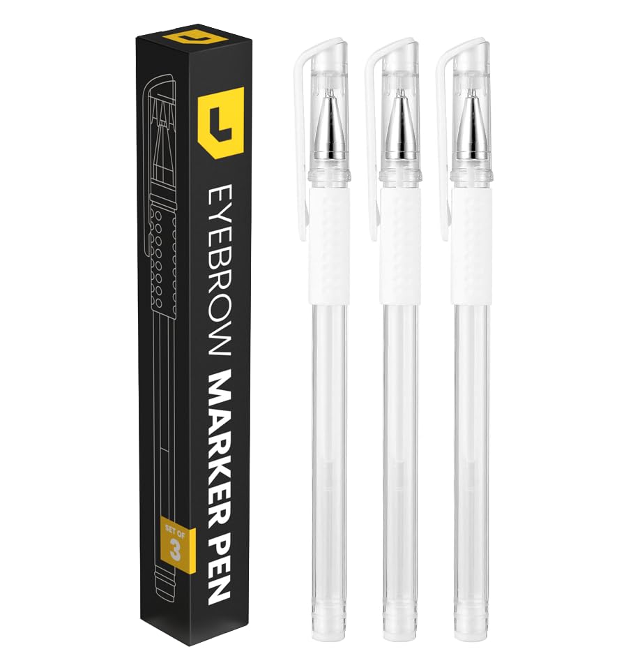 LIUDEX 3pcs Skin Marker Pen Eyebrow PMU Microblading Outline Pencil | Felt Pen White Brow Position Mapping Pencil White Marker Pen Beauty SPMU | Permanent Makeup Position Mark Tools