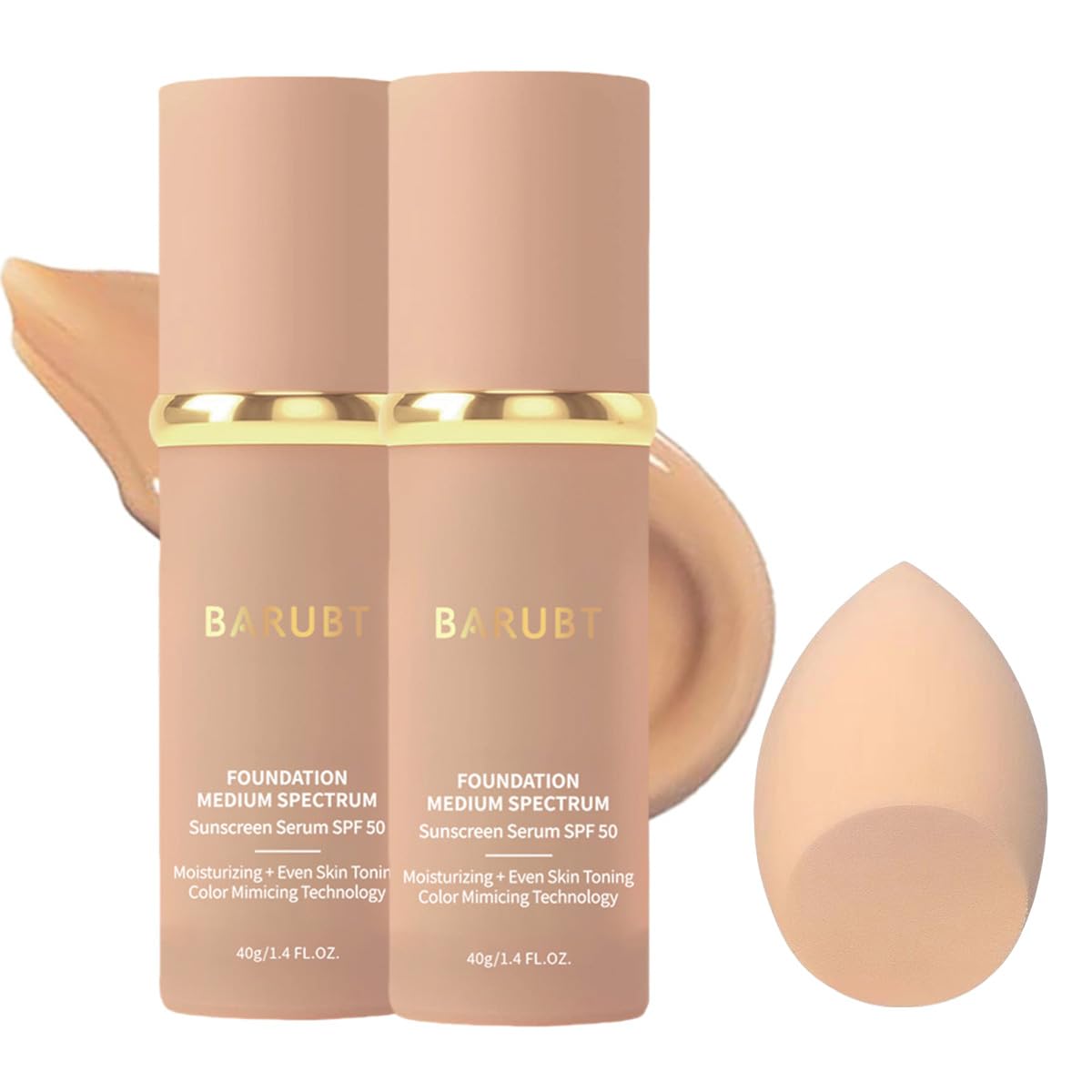 BARUBT Color Changing Foundation SPF 50, Moisturizing Liquid Makeup 2PCS