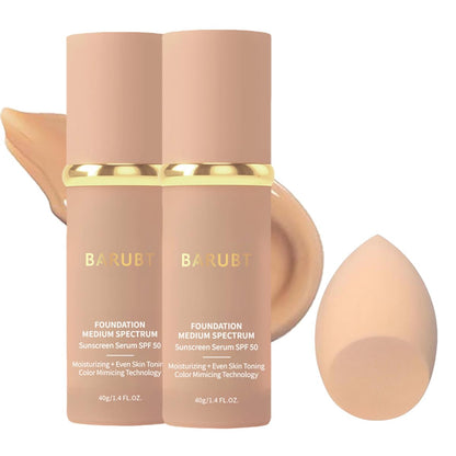 BARUBT Color Changing Foundation SPF 50, Moisturizing Liquid Makeup 2PCS