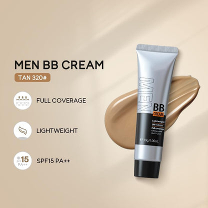 AKARY Hydrating Men BB Cream SPF 15 PA++, Full-Coverage Foundation&Concealer, Mens Face Moisturizer Cream Evens Skin Tone, Oil Control and Cover Flaws, Natural Finish for All Skin Types, Natural 240