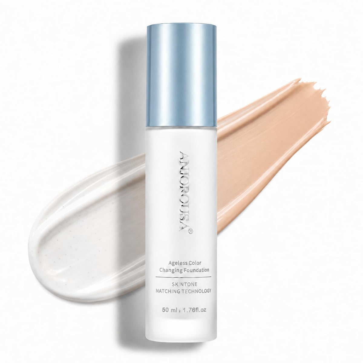 ANJOROUSA Color Changing Foundation for Mature Women-Self Adjusting Smart Shade Adapts to Your Skin Tone-for Light-to-Medium,Natural Finish-Coverage Imperfections & Fine Lines(Light-Medium)