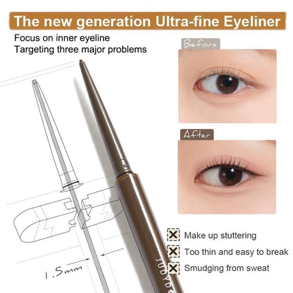 JUDYDOLL Ultrafine Gel Eyeliner Pencil - Brown Eyeliner, Fine Lining For Inner & Outer Eyes, Smudge-Proof & Water-Resistant, Smooth Glide Formula (01 Black Brown)