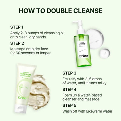 Orien Mugwort Zero Film Cleansing Foam 5.07 fl.oz, 150ml ㅣDaily Makeup Blackhead Removal No pore clogging Korean skincare double cleansing