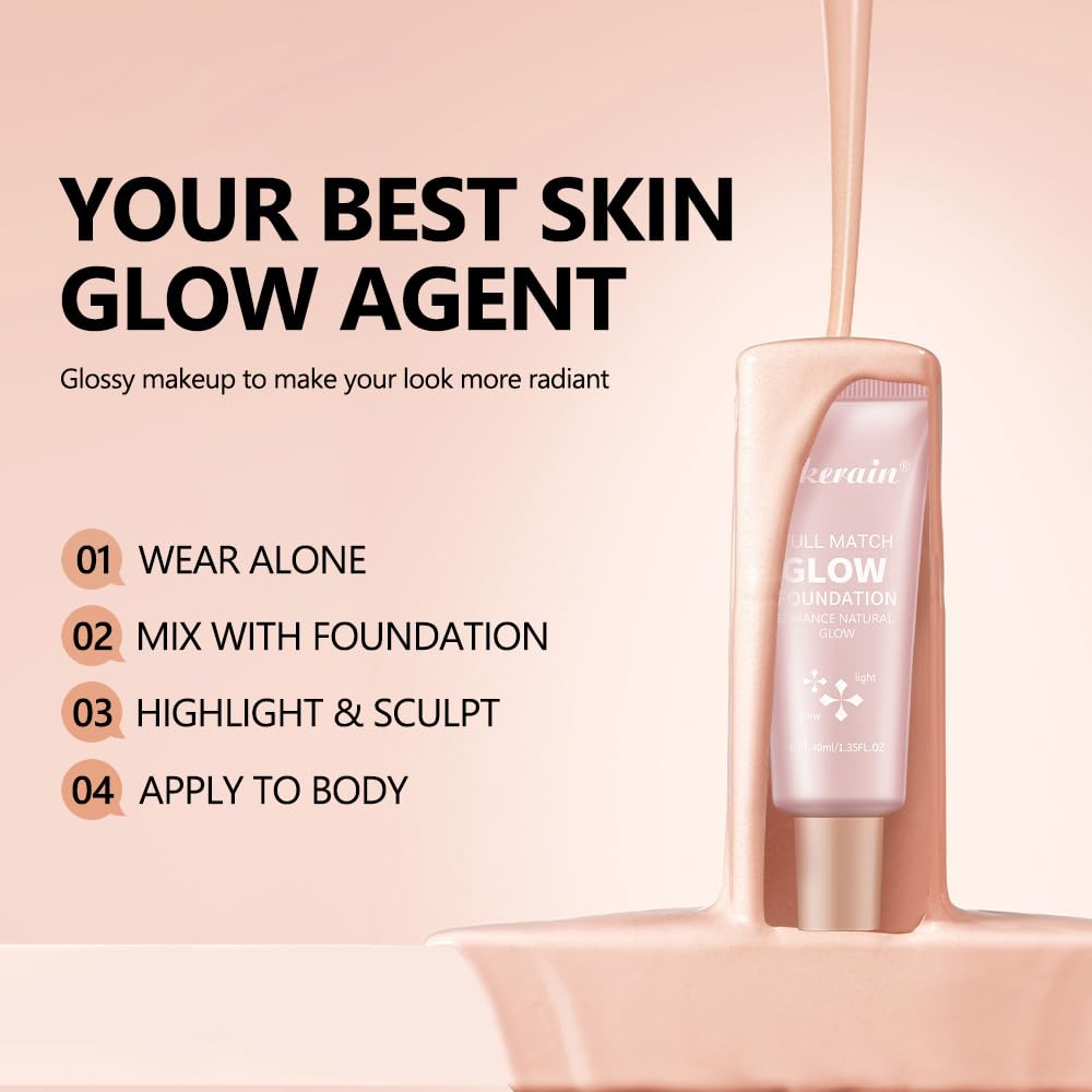 Natural Glow Illuminator Glotion - Glowing, Moisturizing, Lightweight Base, Multi-Purpose - Hydrating & Illuminating Makeup Highlighter for Radiant, Sun-Kissed Look (#2 Light, 1.35 Fl Oz (Pack of 1))