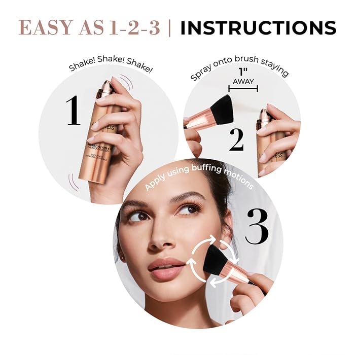 LUMINESS Airbrush Spray Foundation Makeup - Buildable Coverage, Anti-Aging Formula/w Hyaluronic Acid, Hydrating & Moisturizing, Hydrolyzed Silk, Flawless Finish, Long-Lasting Wear (030-Light Medium)