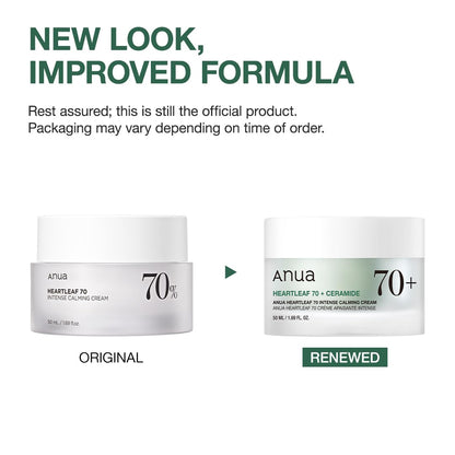 Anua Heartleaf 70 Intense Calming Cream with Ceramide, 1.69 fl.oz