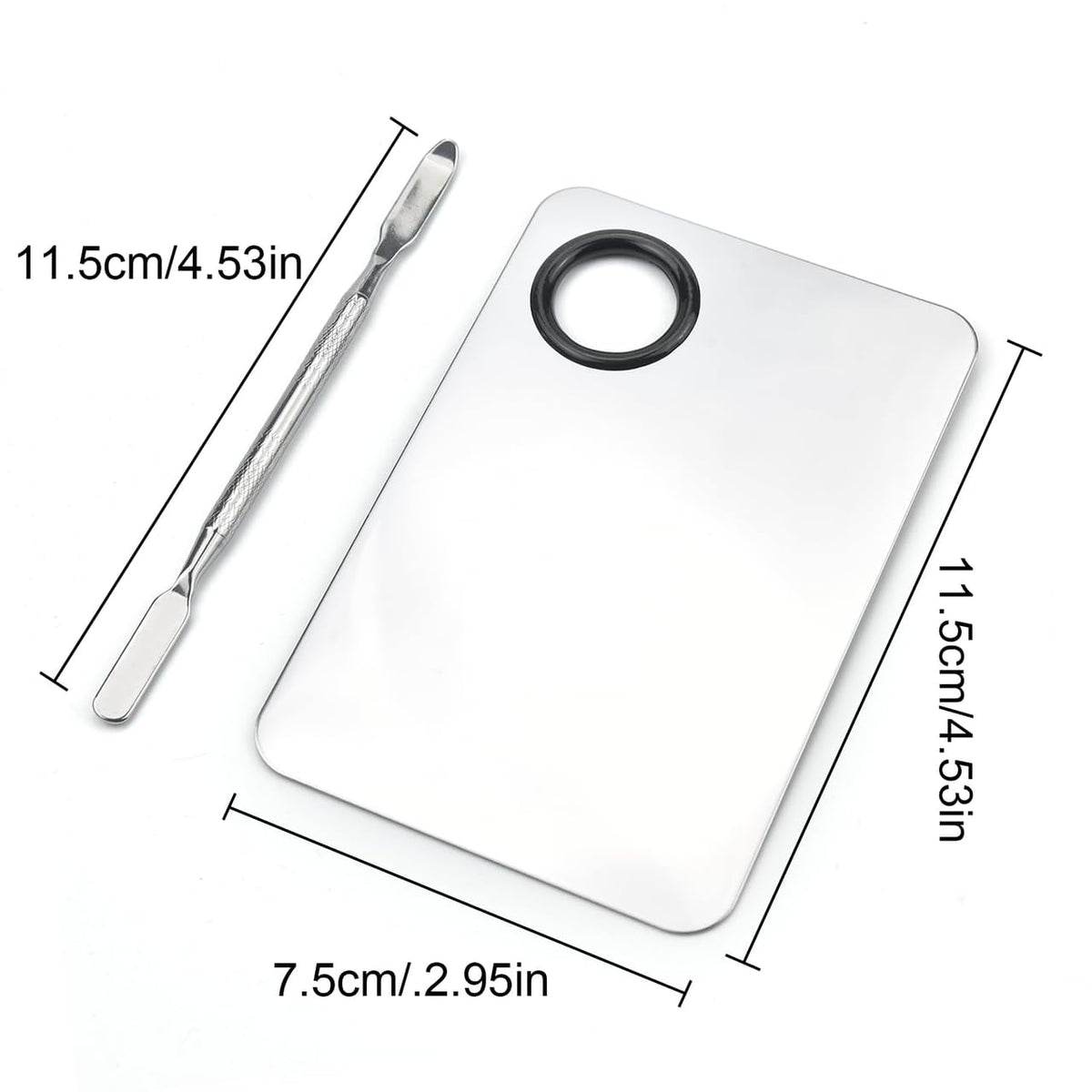 Stainless Steel Makeup Palette with Spatula，Cosmetic Mixing Palette for Foundation, Concealer & Nail, Professional Beauty Tool for Makeup Mixing & Application