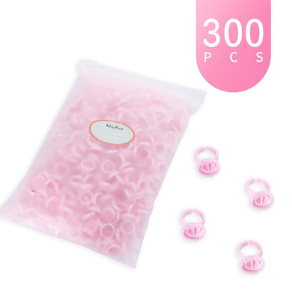 Miuffue 300 Pcs Glue Rings Smart Glue Holder for Eyelash Extensions