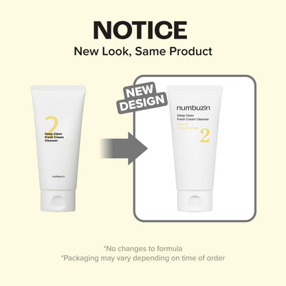 numbuzin No.2 Cleansing Foam | Deep Clean Fresh Cream Cleanser | Foam Cleanser, Gentle Exfoliation, Deep Cleansing, Natural Ingredients | Blackheads, Excess Oil, Dead Skin Cells | 4.05 fl. oz.