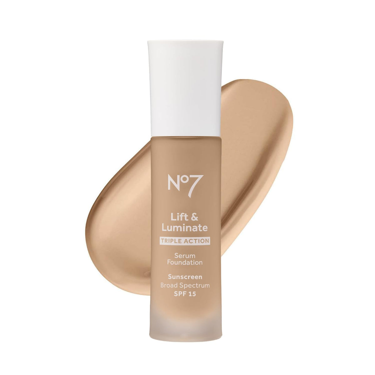 No7 Lift & Luminate Triple Action Serum Foundation - Warm Ivory Liquid Makeup with SPF 15 for Dewy, Glowy Base Radiant Mature Skin (30ml) 0.14 pounds