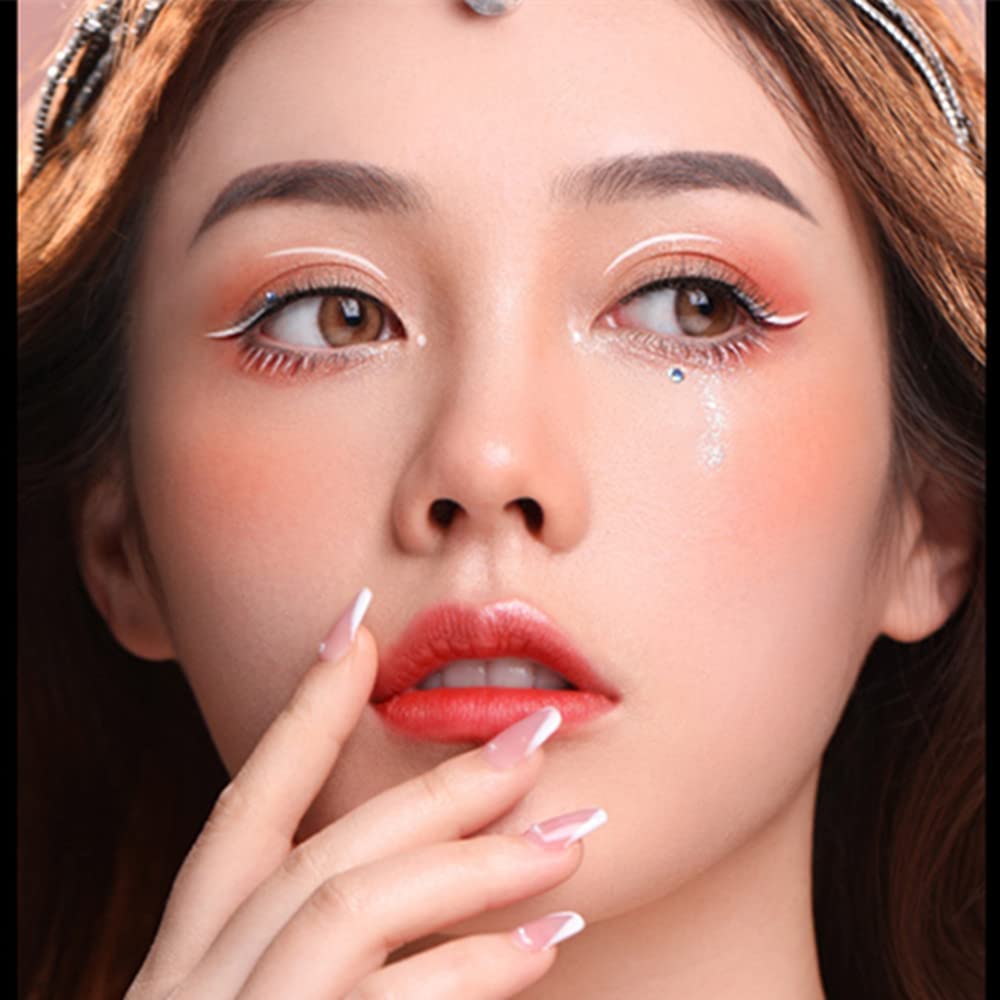 Go Ho 12 PCS White Eyebrow Eyeliner Pencils,White Eyeshadow Makeup Pen,Sweatproof Eye Highlighter Makeup Pencil,Long-lasting Nice Color Eye Brow Gel Pen,Brow Tint Sticks