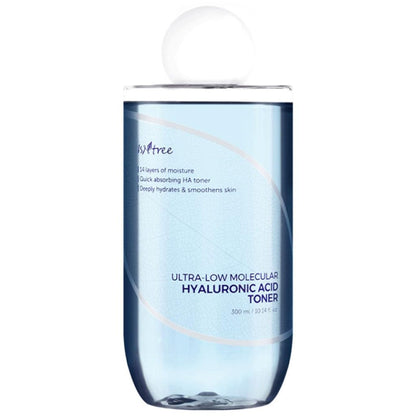 ISNTREE Ultra-Low Molecular Hyaluronic Acid Toner | Korean Hydrating Toner with Hyaluronic Acid | Quick-Absorbing Facial Toner for Deep Hydration, Fragrance-Free, 10.14 fl oz