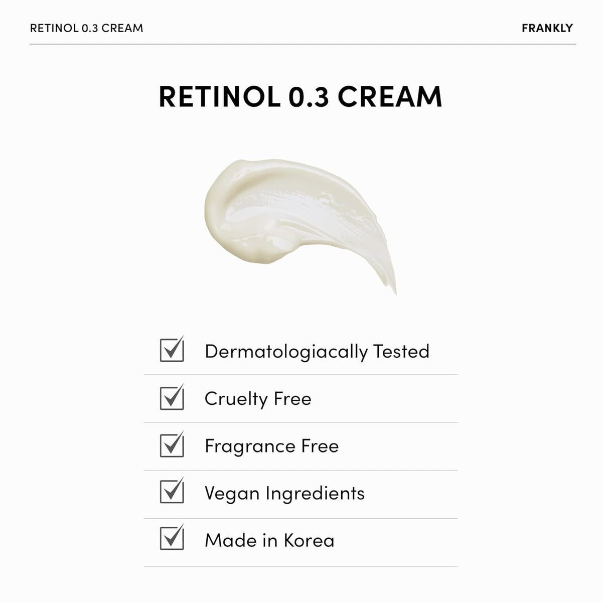FRANKLY Retinol 0.3% Cream, 0.7oz - Korean Intensive Retinol