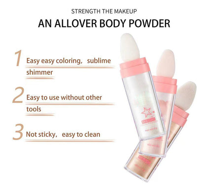 Glitter Powder Highlighter Makeup, Body Brightens the Natural Three-Dimensional Face Blusher Fairy Highlight Patting Powder. (01#White Moonbeam)