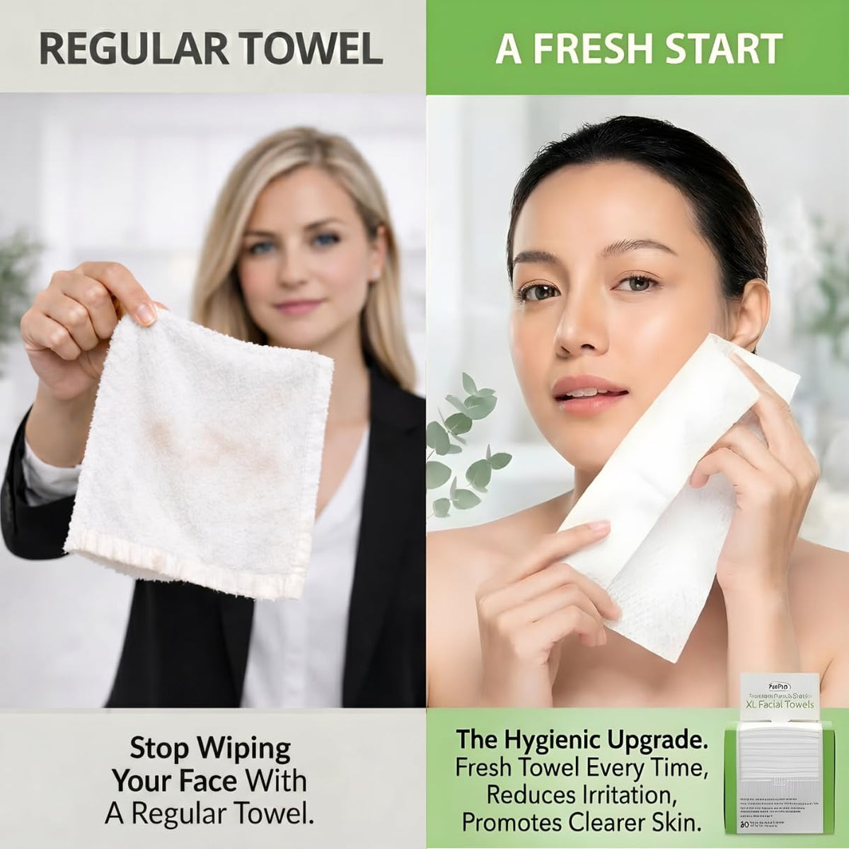 ForPro Pure & Simple XL Facial Towels, 50ct, 10"x11.5", Vegan, Cruelty-Free