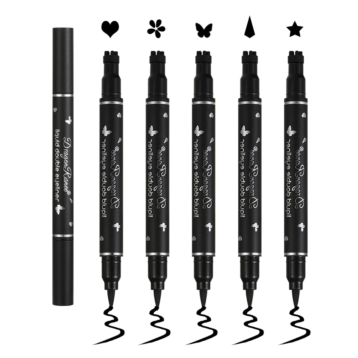 QIUFSSE 5PCS Liquid Eyeliner Stamp Pen Set,Eyeliner Liquid Liner Black