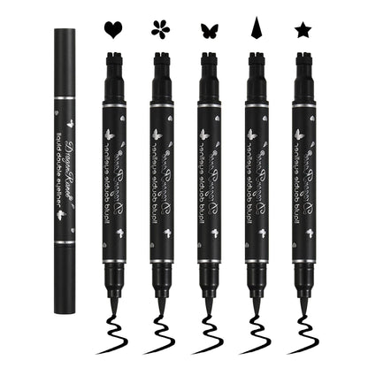 QIUFSSE 5PCS Liquid Eyeliner Stamp Pen Set,Eyeliner Liquid Liner Black