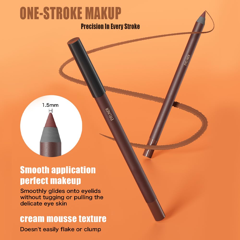 Pinkiou 5 Colors Waterproof Eyeliner Pencil Set,Smooth Creamy Formula