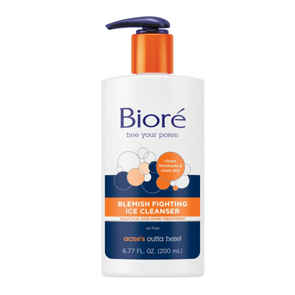 Biore Blemish Fighting Ice Cleanser With Salicylic Acid, 6.77 Fl Oz