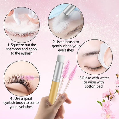 SVECKE Peach Lash Shampoo Kit, Eyelash Extension Cleanser