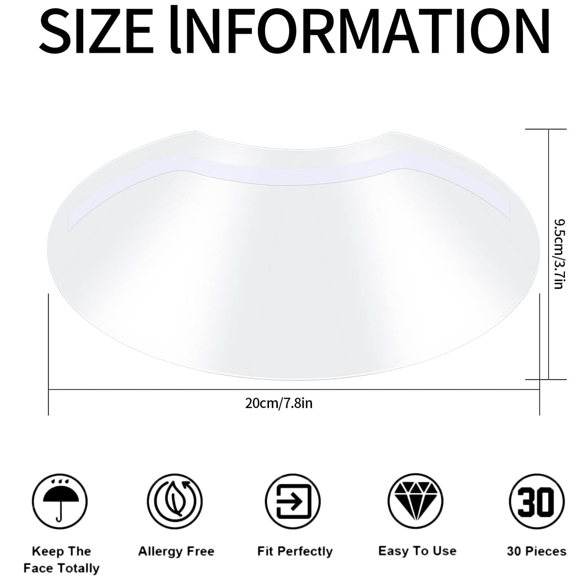 Siyurongg 50 Pcs Shower Face Eye Shields, Eyebrow Shower Shield Visors, Eyelash Extensions Shower Face Shield, Microblading Makeup Protector Face Cover Shield for Hairspray Salon Eyelid Aftercare