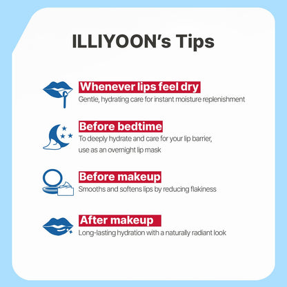 ILLIYOON Ceramide Ato Concentrate Lip Mask | 10,000ppm Ceramide for Barrier Repair Lip Butter, Non-sticky Vegan Formula, Overnight lip Mask & All-Day Balm, Fragrance-Free, Korean skincare, 0.24 fl.oz.
