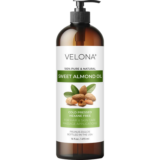 velona Sweet Almond Oil - 16 fl oz, Cold Pressed, with Pump