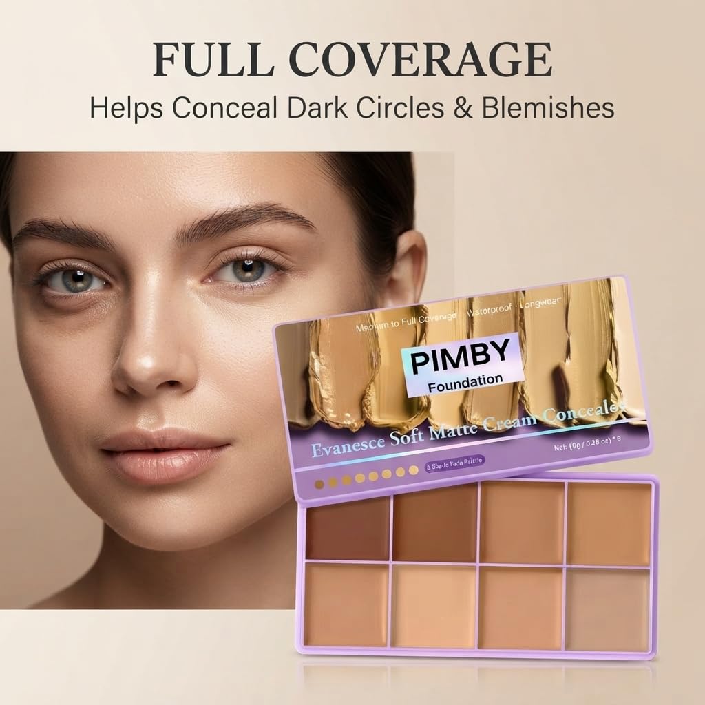 Pimby Full Coverage Concealer, Lightweight, Blendable, Natural Finish