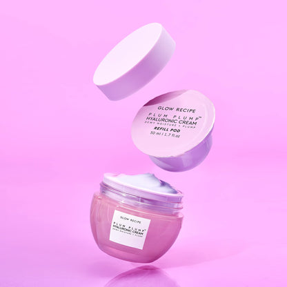 Glow Recipe Plum Plump Hyaluronic Acid Face Cream, Refill - Hydrating, Firming & Plumping Facial Moisturizer for Women & Men - Korean Skin Care with Polyglutamic Peptides for Dry Skin Wrinkles (50ml)