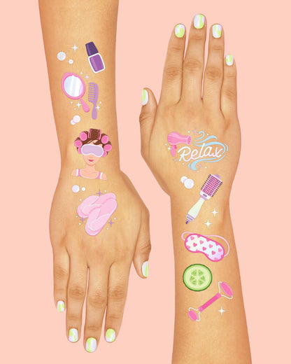 xo, Fetti 62pc Girls Spa Temporary Tattoos | Kids Party Sleepover Birthday