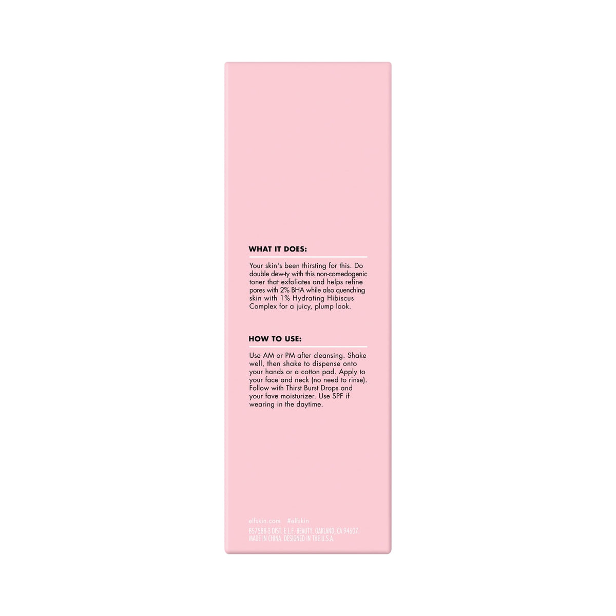 e.l.f. SKIN Thirst Burst Pore-fecting Toner, Hydrating for Face, Smooths, Plumps & Minimizes Pores, Infused with Salicylic Acid, Vegan & Cruelty-Free