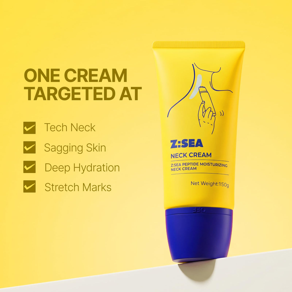 Z:SEA Neck Firming Cream with Roller, Tightening for Crepey Skin, 5.29 Oz