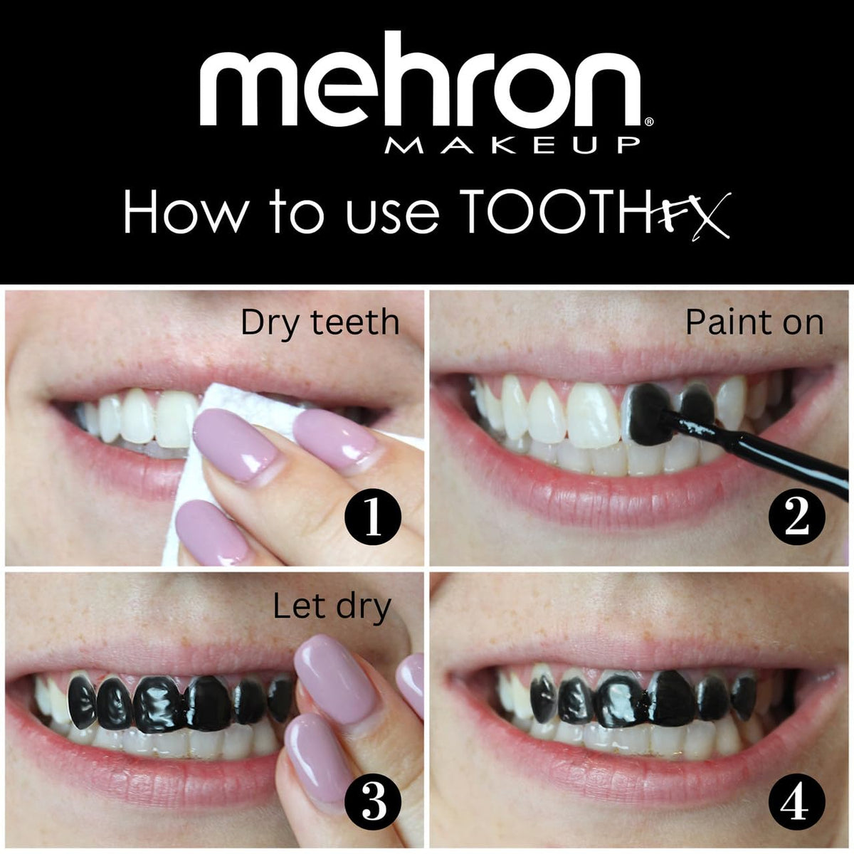 Mehron Makeup Tooth FX - BLACK, Temporary Special FX Tooth Paint