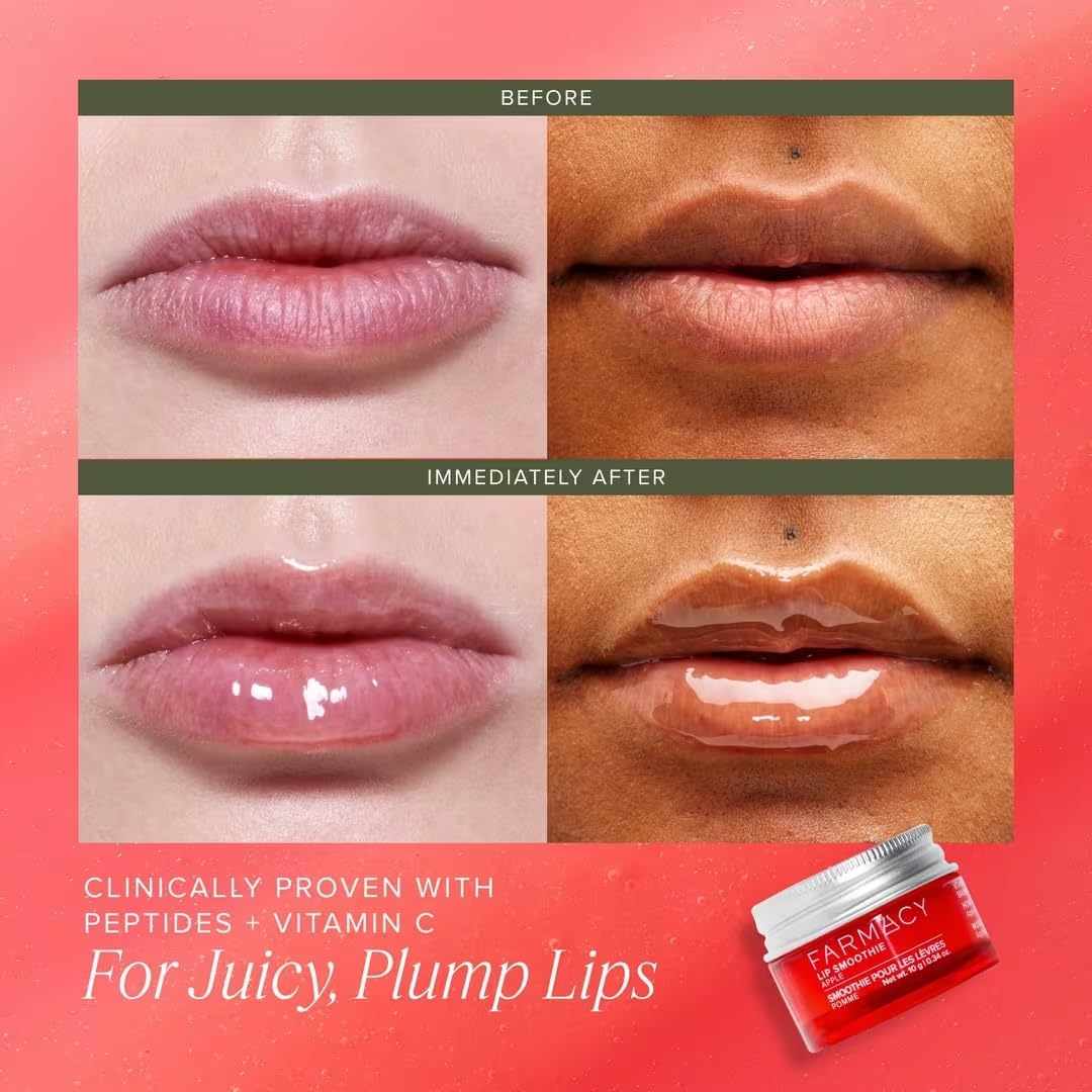 Farmacy Apple A Day Lip Balm Kit - Tinted Lip Peptide Treatment & Overnight Balm Duo - Moisturizing, Plumping & Hydrating Skincare Kit - Gift Sets for Her (2 Count)