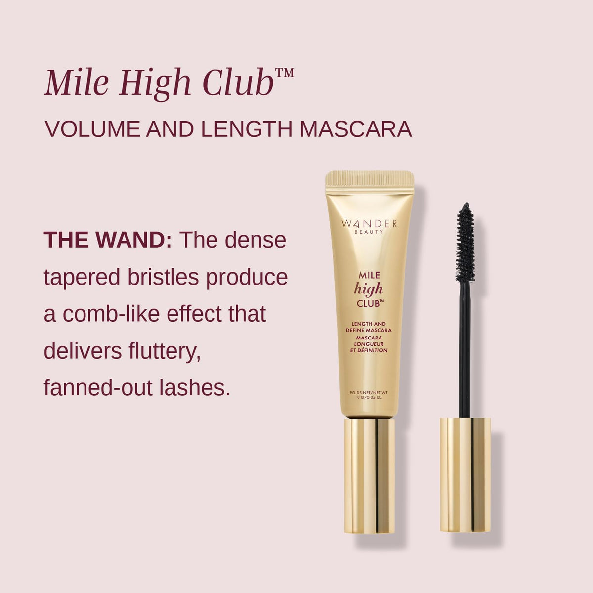 Wander Beauty Women's Mile High Club Volume and Length Mascara, Jet Black, One Size