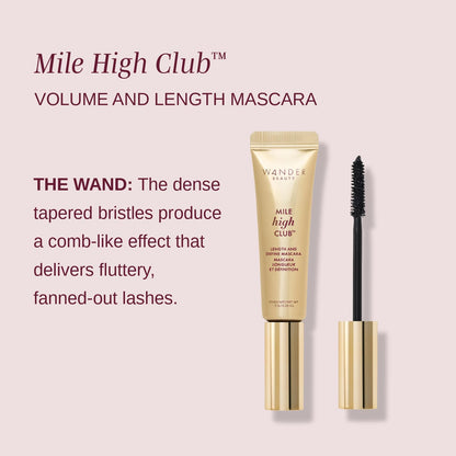 Wander Beauty Women's Mile High Club Volume and Length Mascara, Jet Black, One Size