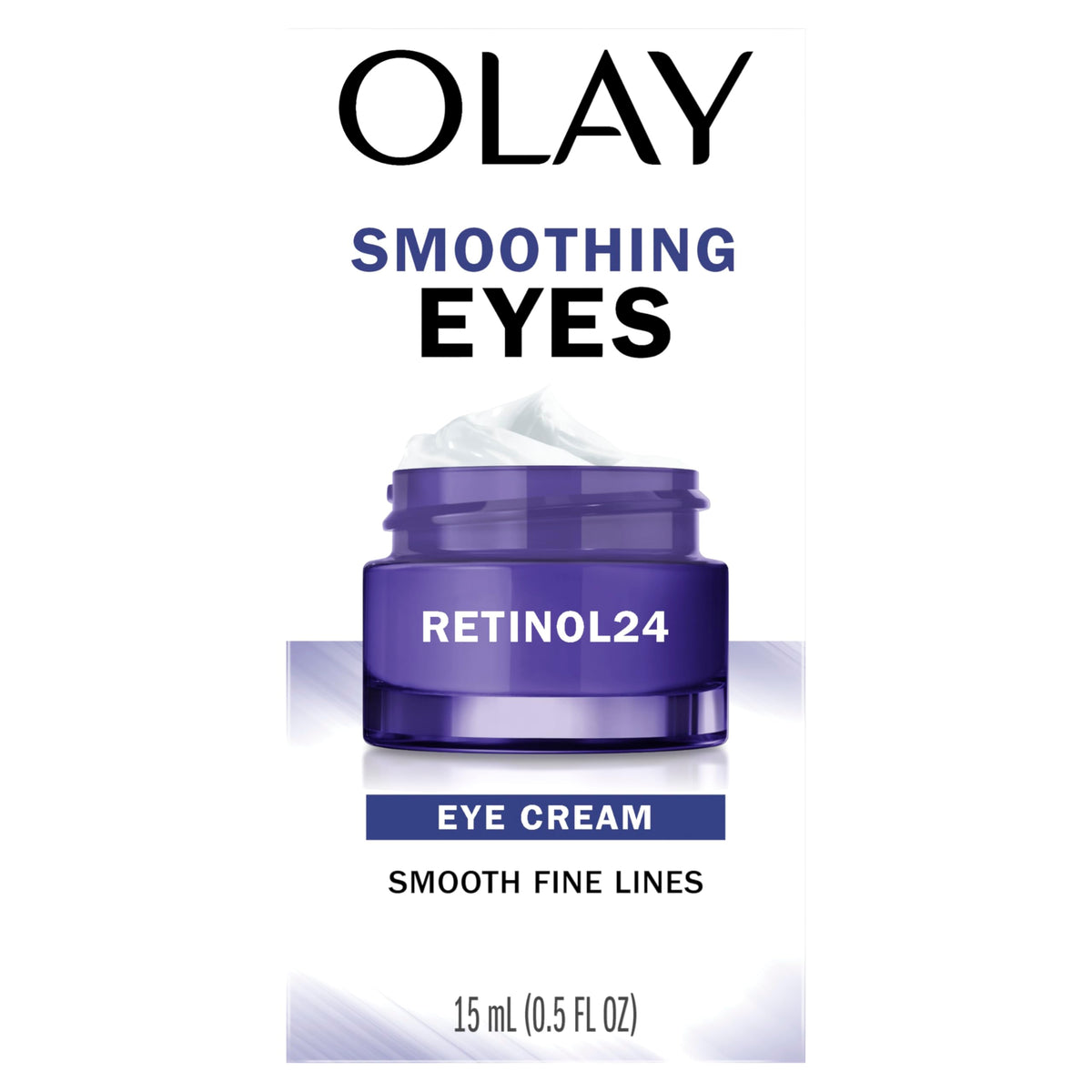 Olay Retinol 24 Night Smoothing Eye Cream, Fragrance-Free Hydrating Under Eye Treatment with Vitamin B3 and Retinol Complex for Fine Lines, Wrinkles, and Smoother Looking Skin, 0.5 Fl Oz