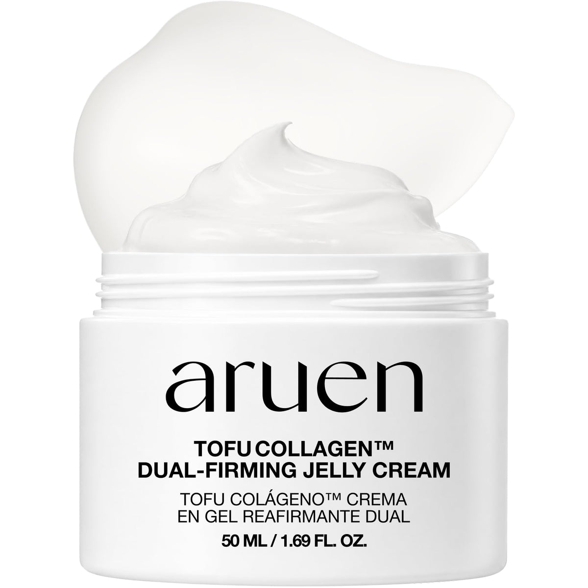 aruen Tofu Collagen Dual-Firming Jelly Cream - 80% Fermented Soy Milk + Bean Essence + Niacinamide - Korean Glass Skin Tightening, Daily Facial Moisturizer (1.69 fl.oz | 50ml)