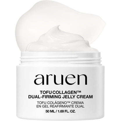 aruen Tofu Collagen Dual-Firming Jelly Cream - 80% Fermented Soy Milk + Bean Essence + Niacinamide - Korean Glass Skin Tightening, Daily Facial Moisturizer (1.69 fl.oz | 50ml)