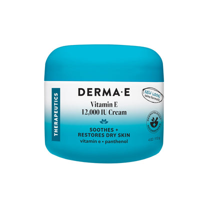 DERMA E Vitamin E Cream 12,000 IU Face Cream, 4 Oz Soothing & Protecting