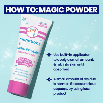 Megababe Magic Powder, Sweat & Odor Absorbing, Talc-Free, 3 fl oz