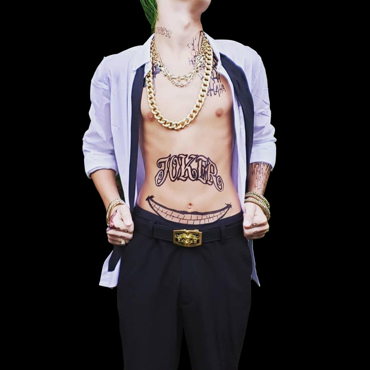 Joker Temporary Tattoos 4 Sheets Men Halloween Cosplay