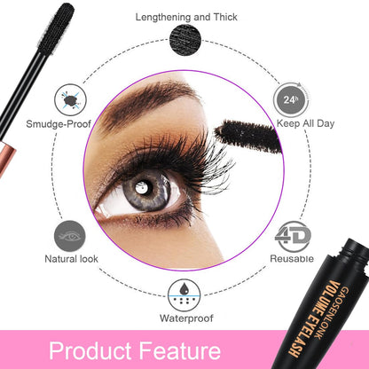 GAOSENLONK 2Pcs 4D Silk Fiber Lash Mascara, Long Lasting Eyelashes Mascara