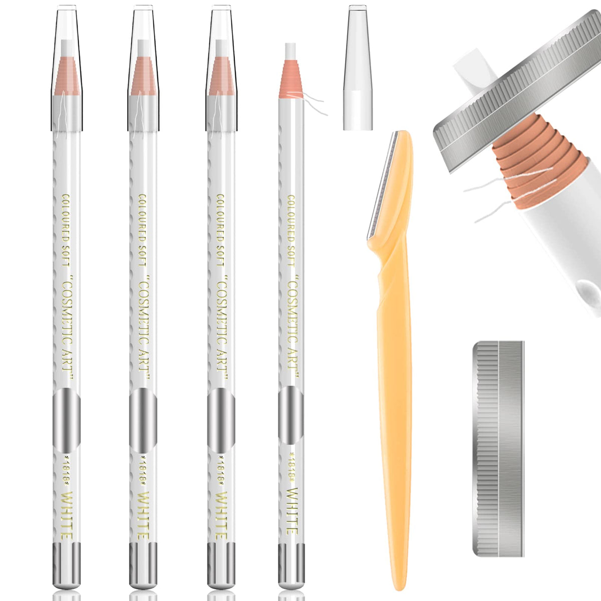 Tattoo Makeup And Microblading Supplies Kit-Permanent Eye Brow Liners For Marking In 5 Colors Waterproof Eyebrow Pencils Peel (white)