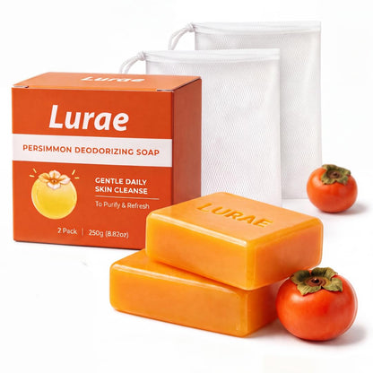 Lurae Persimmon Soap for Old People Smell, Body Odor Eliminator Bar, 2 Pack