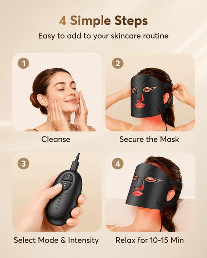 XSSNVV Red Light Therapy Mask for Face, 850nm NIR, Red & Blue LED Light