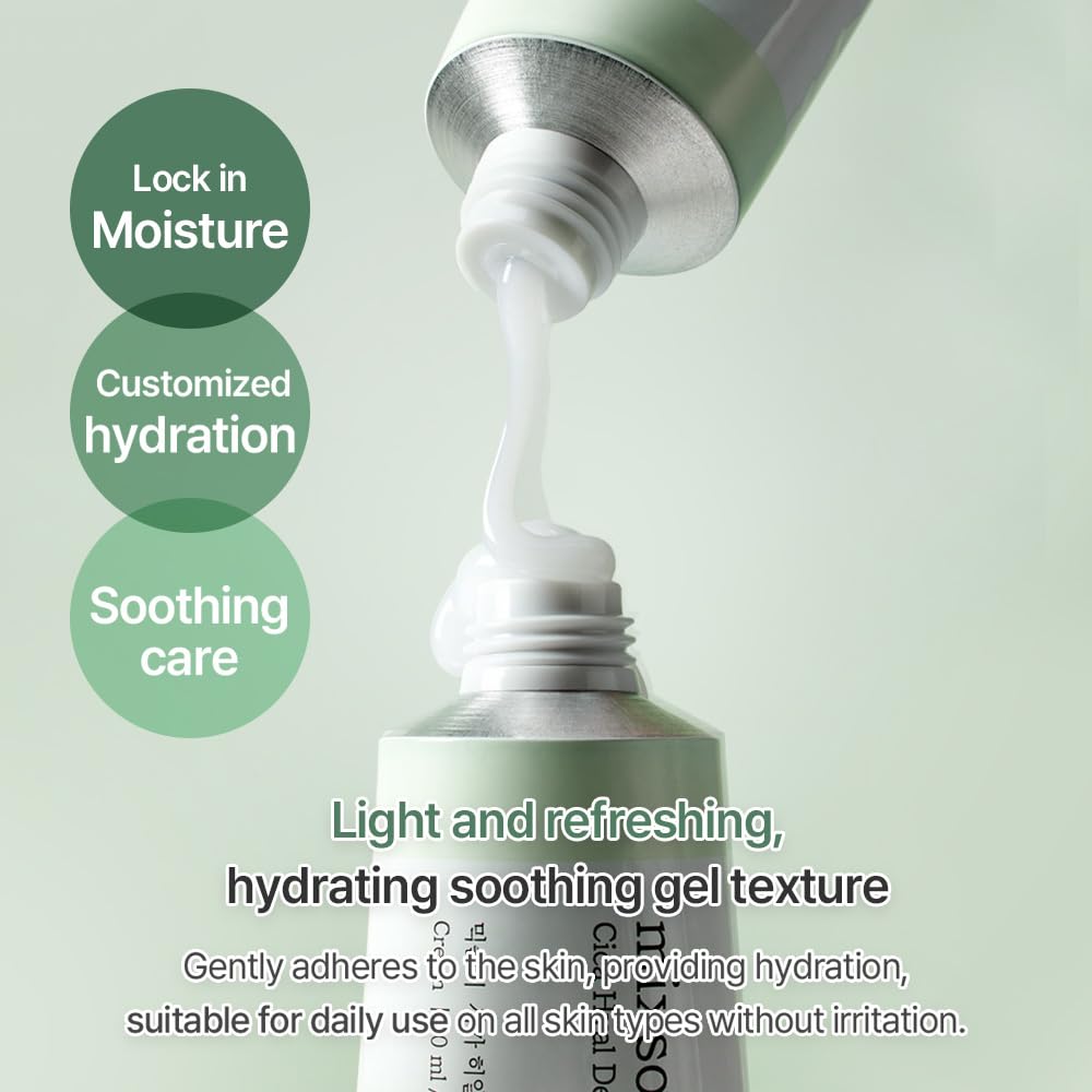 mixsoon Cica Hyal Deep Soothing Cream - Soothing and Hydrating Face Cream, Centella Asiatica and Hyaluronic Acid, Calming Moisturizer for Sensitive Skin 50ml / 1.69 fl.oz. Korean Glass Skin Care